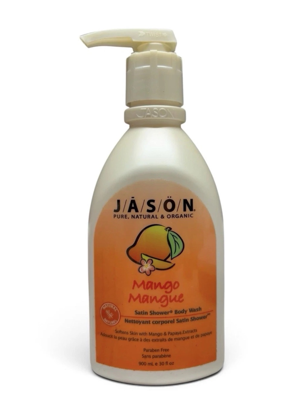 JASON Satin Shower MANGO Body Wash No Parabens w/ Papaya 30floz